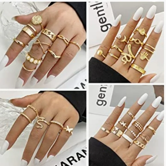 30 Piece Gold Plated Stackable Knuckle Rings NWT - Picture 3 of 6